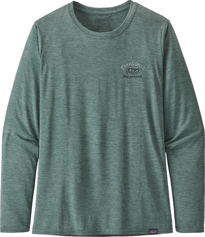 Capilene Cool Daily Graphic LS Shirt - Womens - protect the pillows / regen green x-dye 1