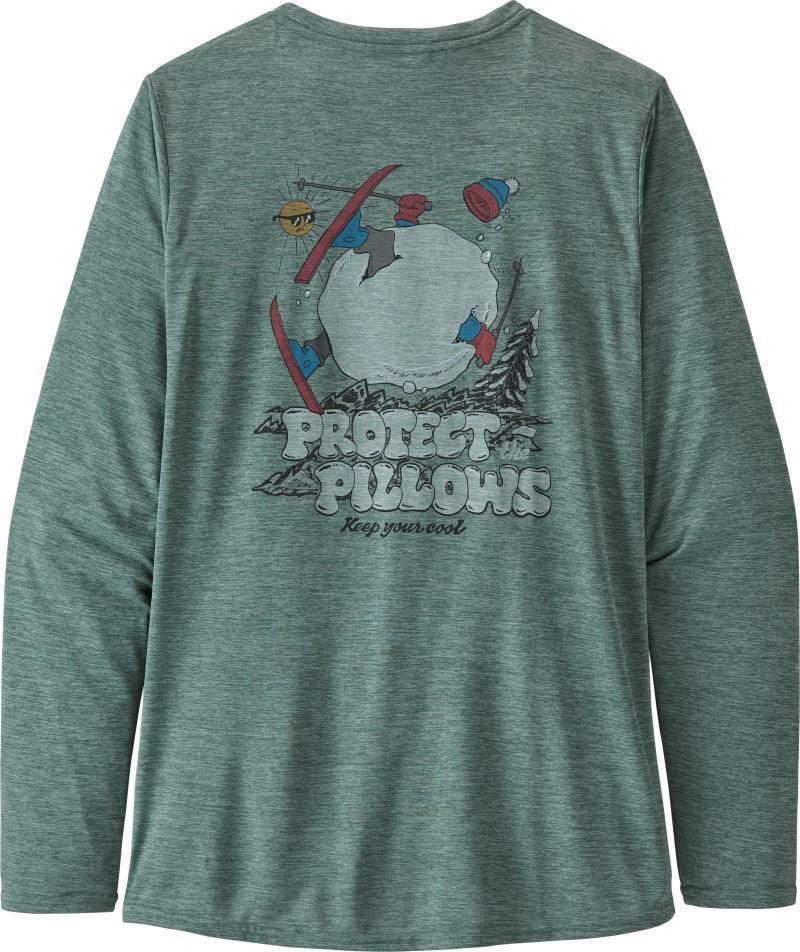 Capilene Cool Daily Graphic LS Shirt - Womens - protect the pillows / regen green x-dye 1