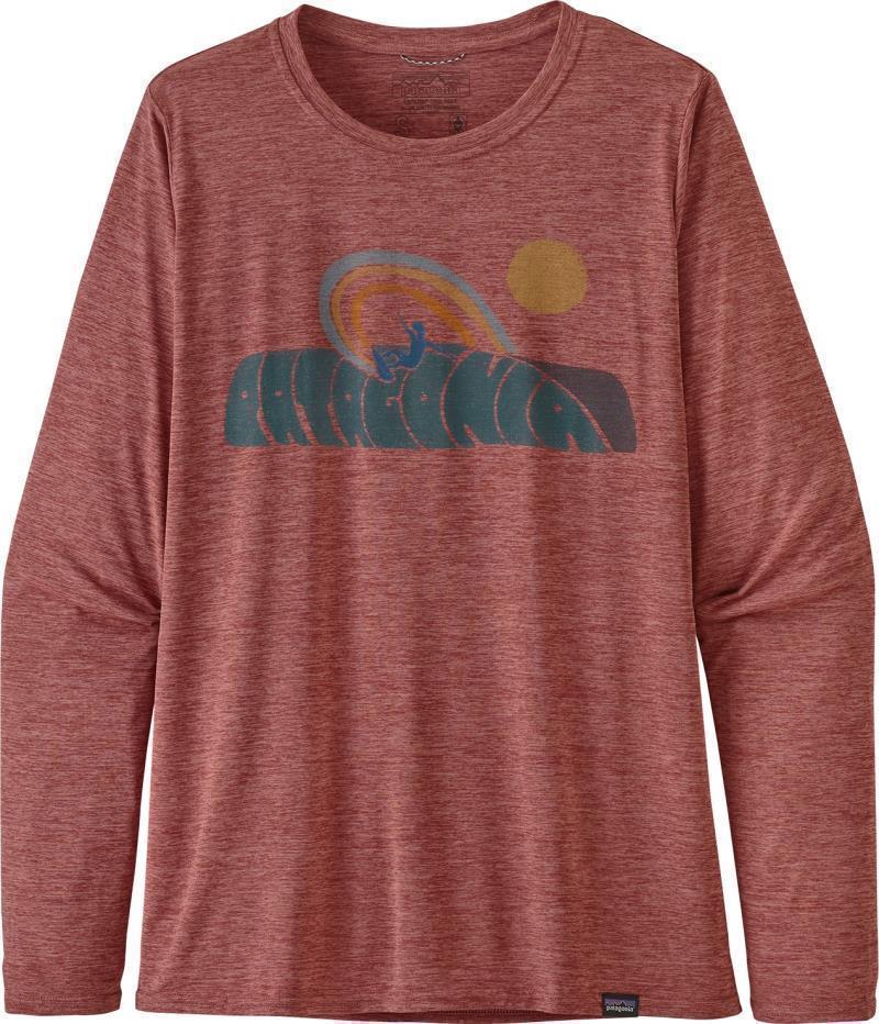 Capilene Cool Daily Graphic LS Shirt - Womens - rainbow rail / rosehip x-dye 1