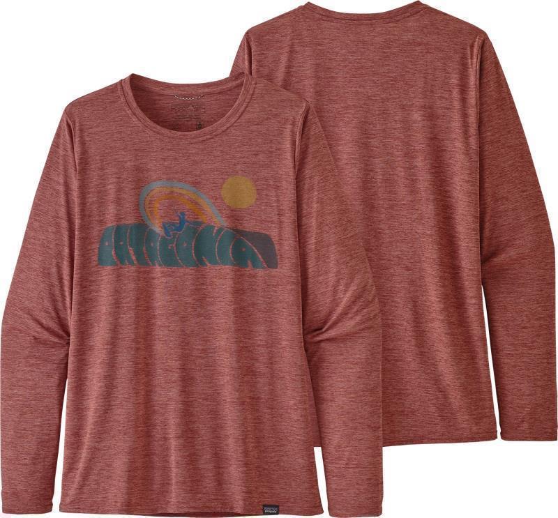 Capilene Cool Daily Graphic LS Shirt - Womens - rainbow rail / rosehip x-dye 1