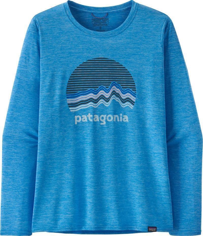 Capilene Cool Daily Graphic LS Shirt - Womens - ridge rise moonlight / vessel blue x-dye 1