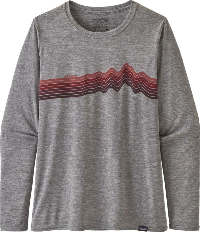 Capilene Cool Daily Graphic LS Shirt - Womens - ridge rise stripe / feather grey 1