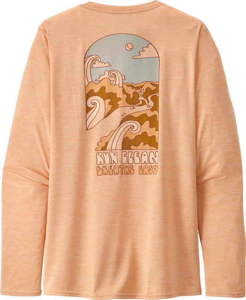 Capilene Cool Daily Graphic LS Shirt - Womens - run clean / cowry peach 1