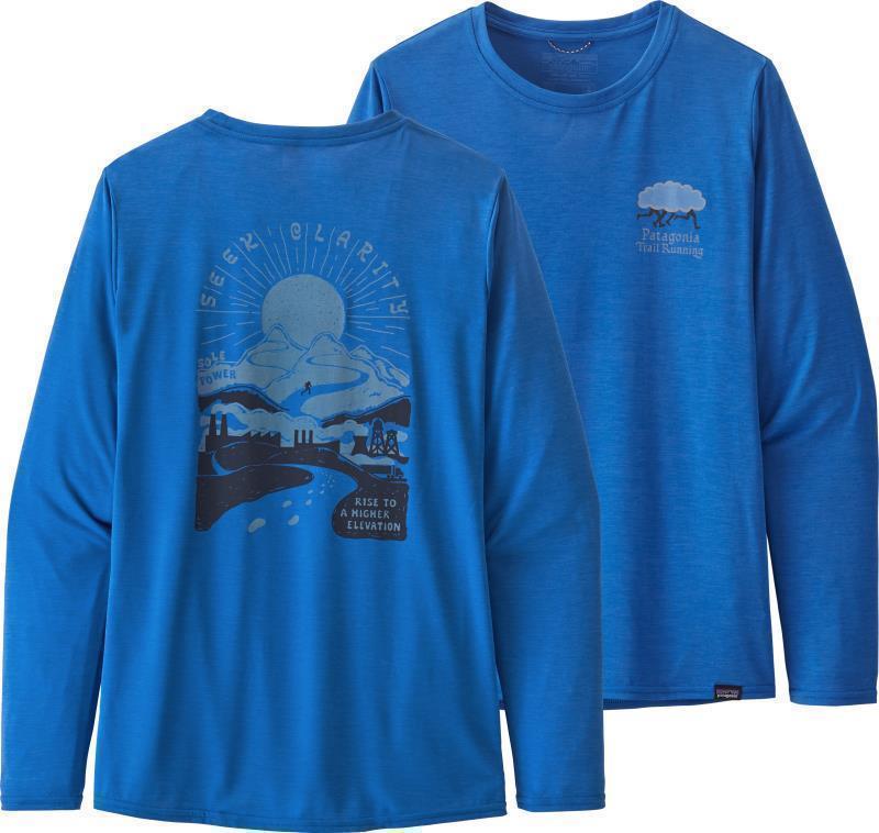 Capilene Cool Daily Graphic LS Shirt - Womens - seek clarity / alpine blue x-dye 1