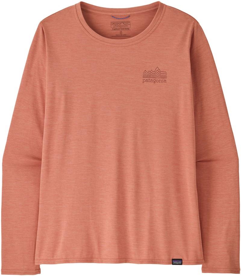 Capilene Cool Daily Graphic LS Shirt - Womens - strataspire / moment pink x-dye 1