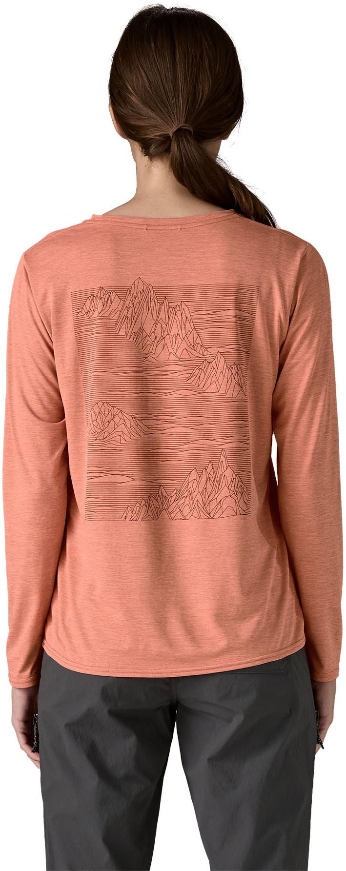 Capilene Cool Daily Graphic LS Shirt - Womens - strataspire / moment pink x-dye 1