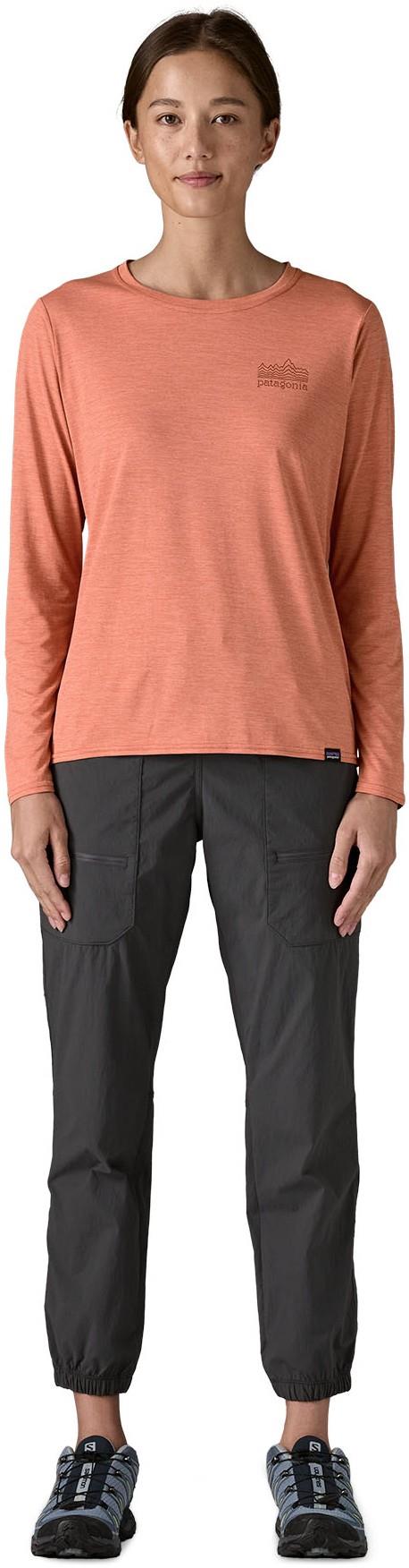 Capilene Cool Daily Graphic LS Shirt - Womens - strataspire / moment pink x-dye 1