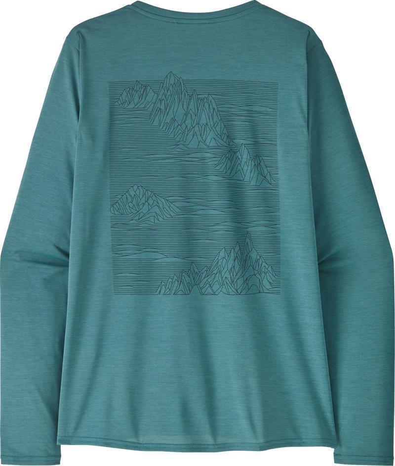 Capilene Cool Daily Graphic LS Shirt - Womens - strataspire / wetland blue x-dye 1