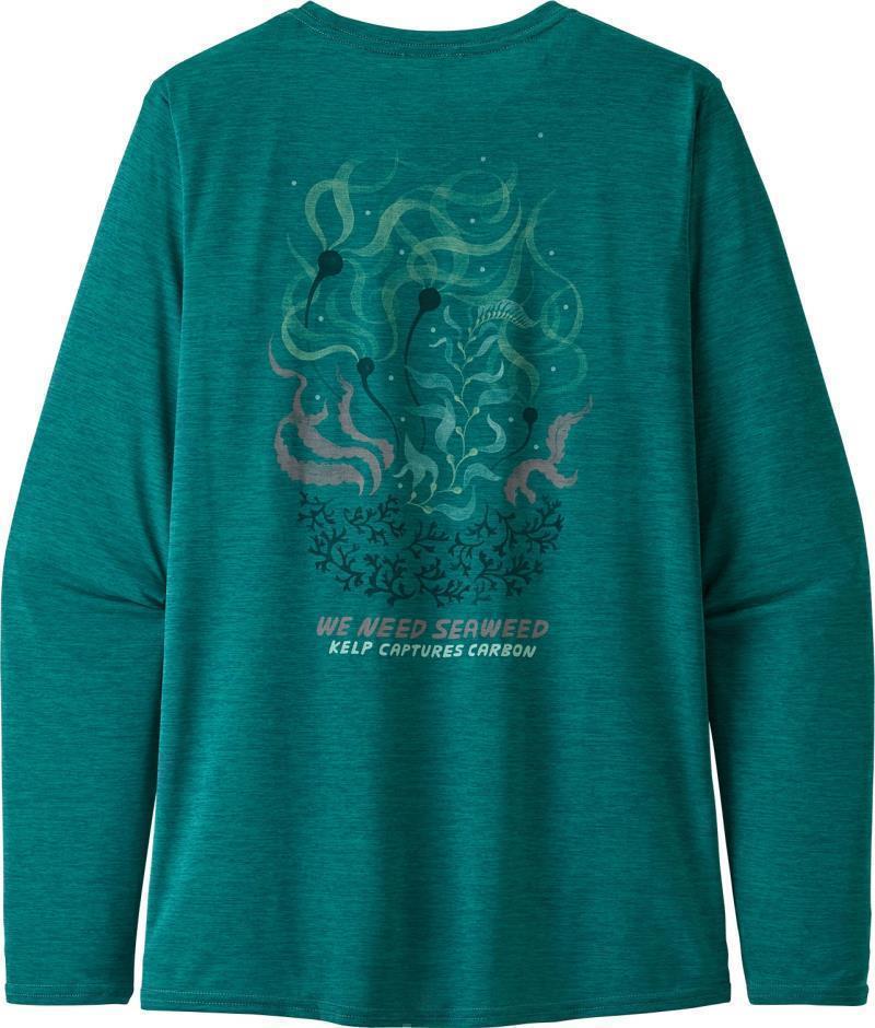 Capilene Cool Daily Graphic LS Shirt - Womens - we need seaweed / borealis green x-dye 1