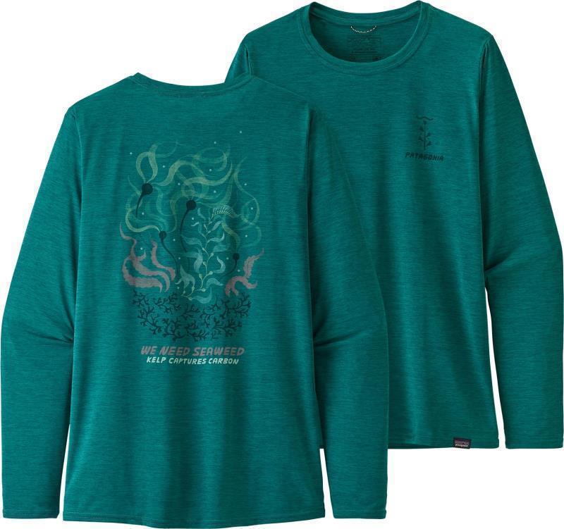 Capilene Cool Daily Graphic LS Shirt - Womens - we need seaweed / borealis green x-dye 1