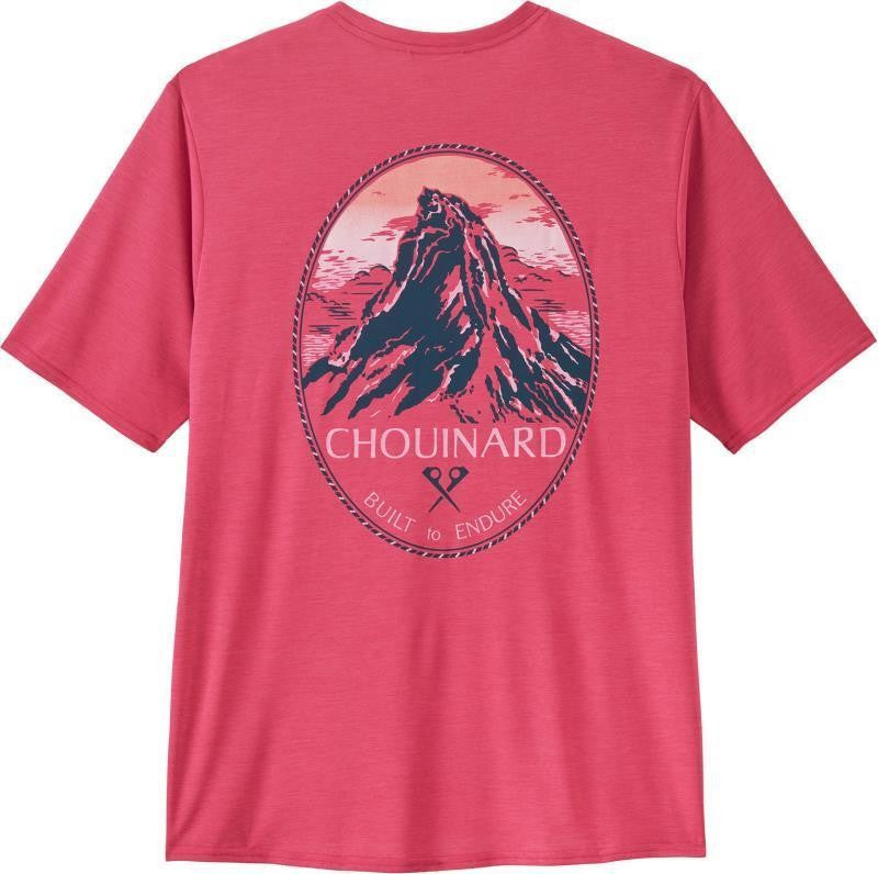 Capilene Cool Daily Graphic SS Shirt - Lands - Mens - chouinard crest / luminous pink x-dye 1
