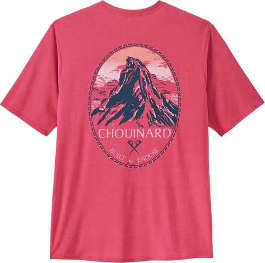 Capilene Cool Daily Graphic SS Shirt - Lands - Mens - chouinard crest / luminous pink x-dye 1