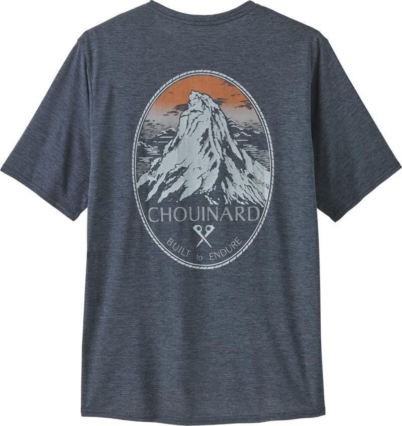 Capilene Cool Daily Graphic SS Shirt - Lands - Mens - chouinard crest / smolder blue x-dye 1