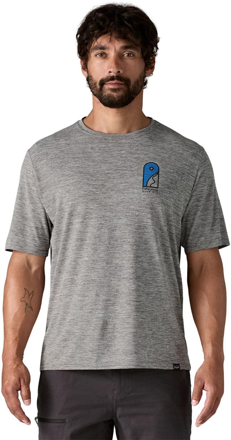 Capilene Cool Daily Graphic SS Shirt - Lands - Mens - earlylines / feather grey 1