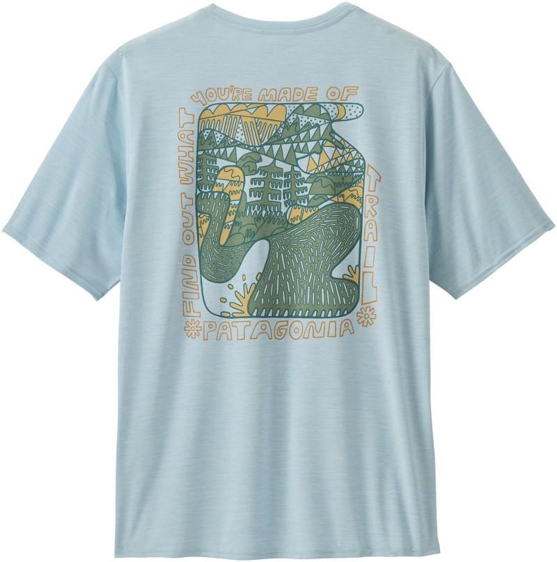 Capilene Cool Daily Graphic SS Shirt - Lands - Mens - made of / fleck blue 1