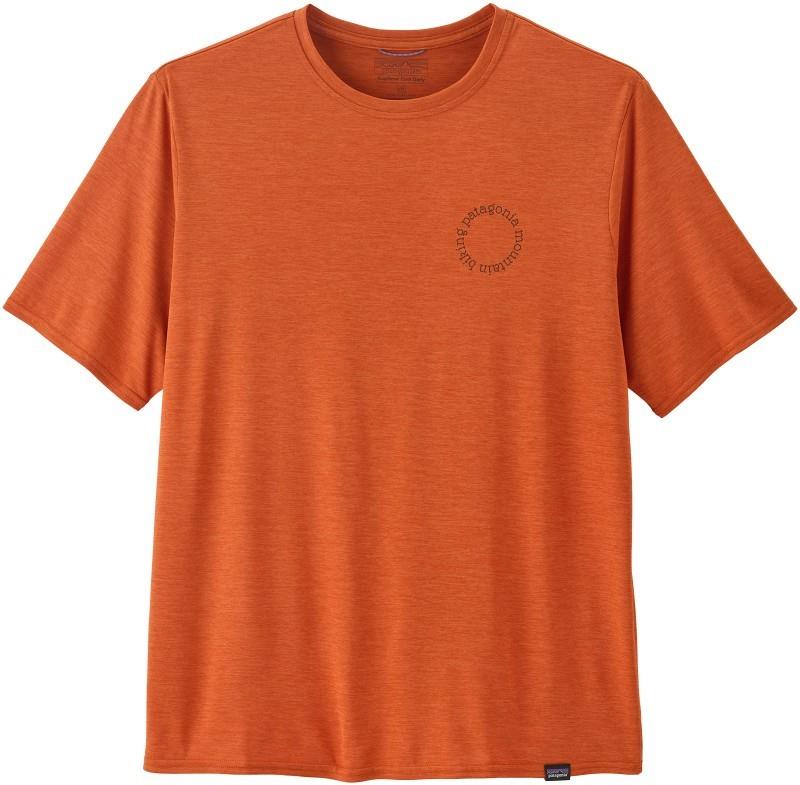 Capilene Cool Daily Graphic SS Shirt - Lands - Mens - spoke stencil / redtail rust x-dye 1
