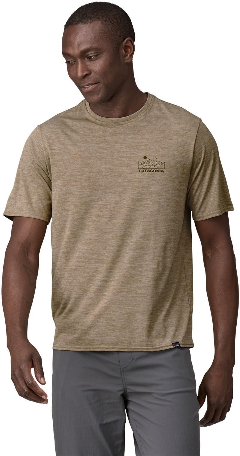 Capilene Cool Daily Graphic SS Shirt - Lands - Mens - trailways / seabird grey x-dye 1