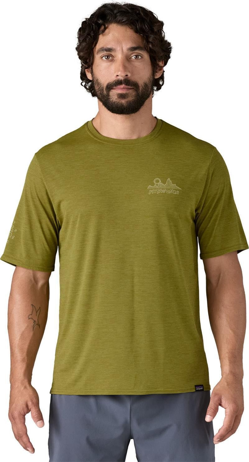 Capilene Cool Daily Graphic SS Shirt - Lands - Mens - wind runner / graze green x-dye 1