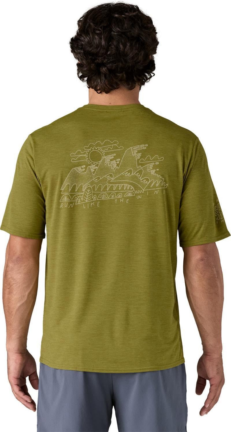 Capilene Cool Daily Graphic SS Shirt - Lands - Mens - wind runner / graze green x-dye 1