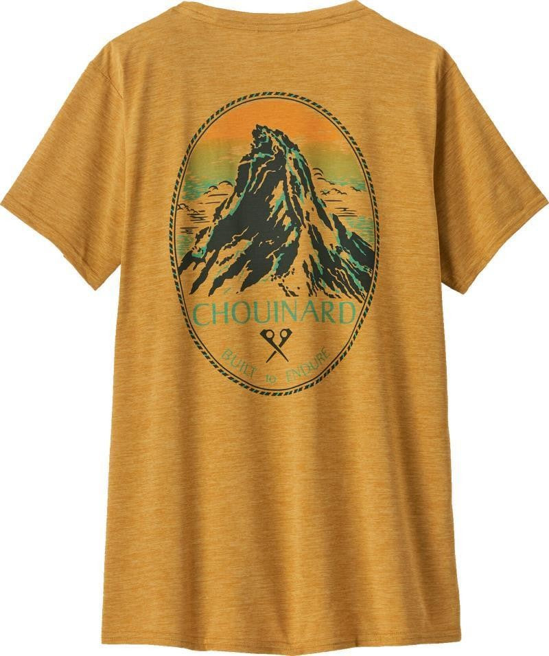 Capilene Cool Daily Graphic SS Shirt - Lands - Womens - chouinard crest / beeswax tan x-dye 1