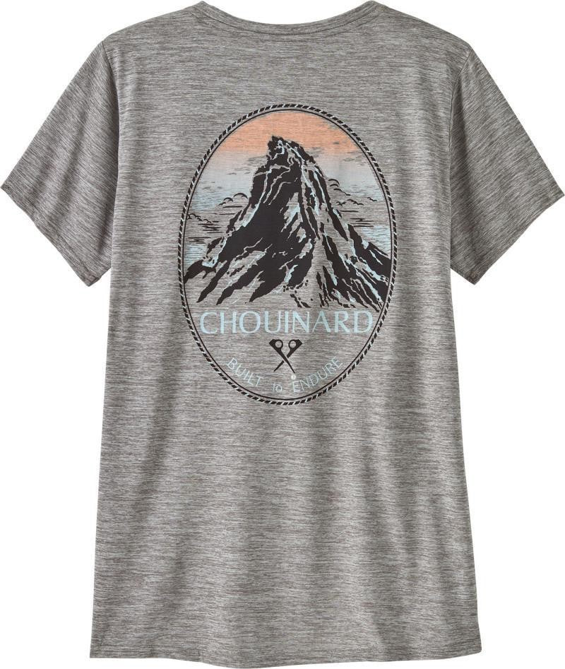 Capilene Cool Daily Graphic SS Shirt - Lands - Womens - chouinard crest / feather grey 1