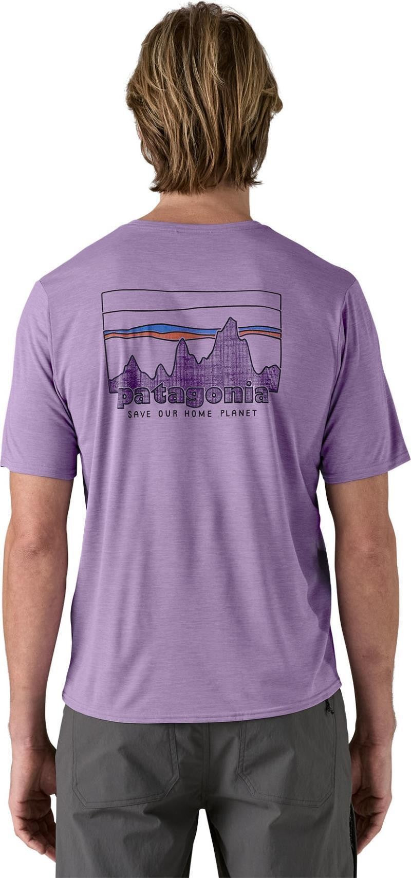 Capilene Cool Daily Graphic SS Shirt - Mens - 73 skyline / concrete purple x-dye 1