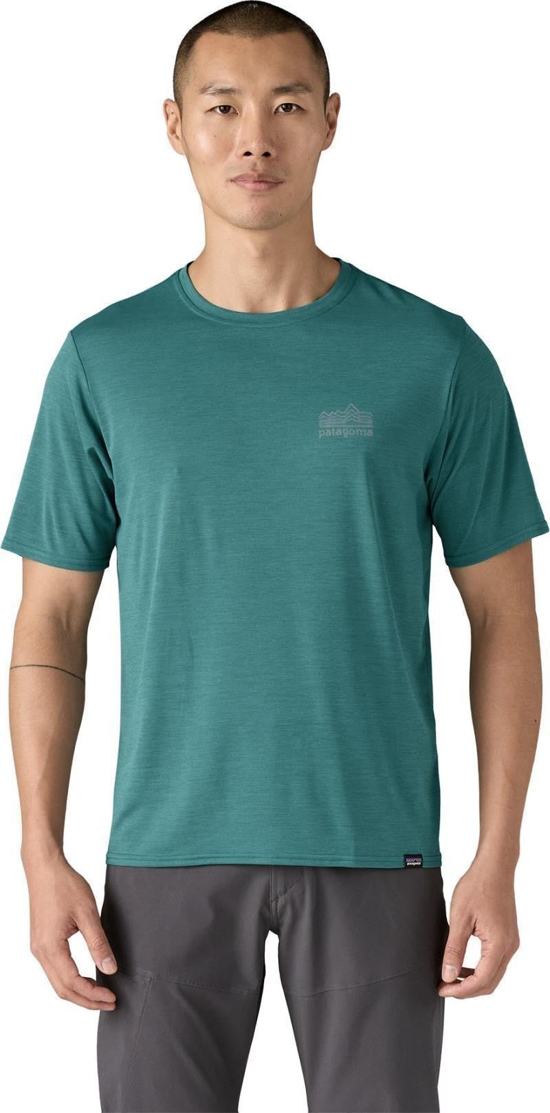 Capilene Cool Daily Graphic SS Shirt - Mens - strataspire / wetland blue x-dye 1
