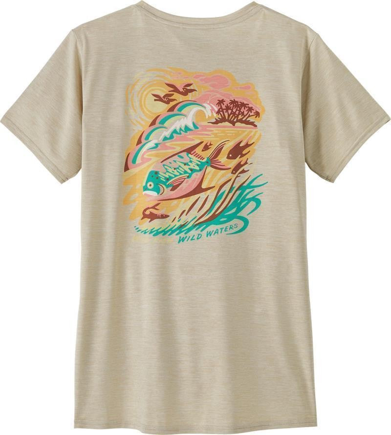 Capilene Cool Daily Graphic SS Shirt - Waters - Womens - palm island / pumice x-dye 1