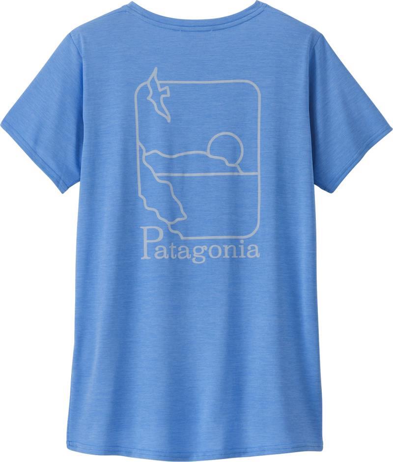 Capilene Cool Daily Graphic SS Shirt - Waters - Womens - swelldrifter / abundant blue x-dye 1