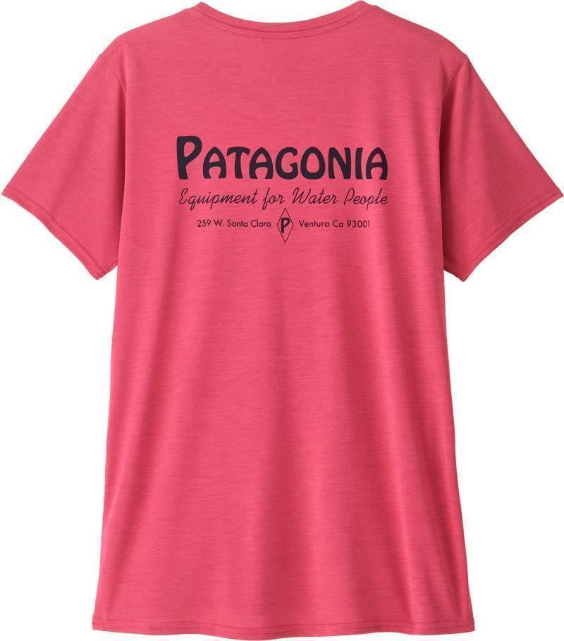 Capilene Cool Daily Graphic SS Shirt - Waters - Womens - water people banner / luminous pink x-dye 1