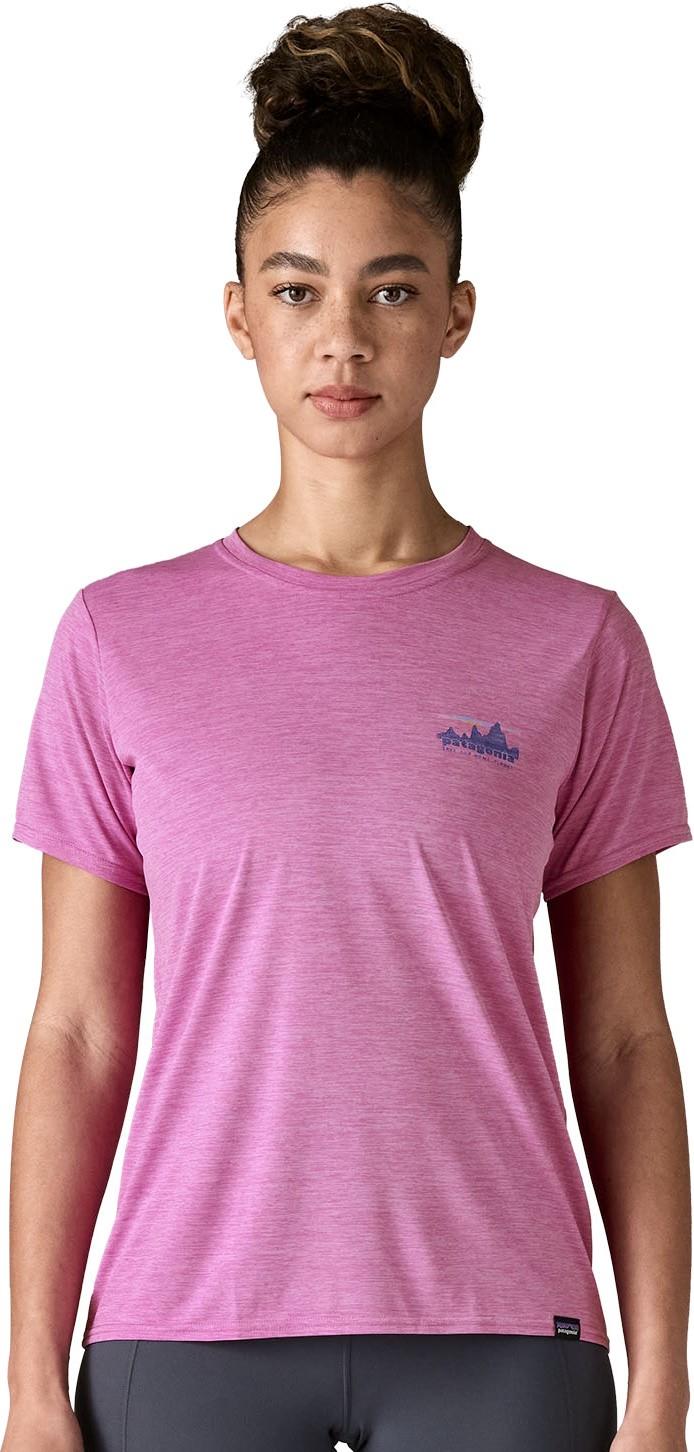 Capilene Cool Daily Graphic SS Shirt - Womens - 73 skyline / brisk purple x-dye 1