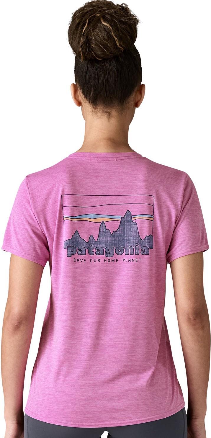 Capilene Cool Daily Graphic SS Shirt - Womens - 73 skyline / brisk purple x-dye 1