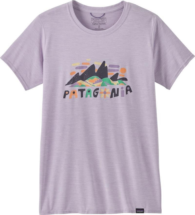 Capilene Cool Daily Graphic SS Shirt - Womens - fitz roy superbloom / foxglove purple 1