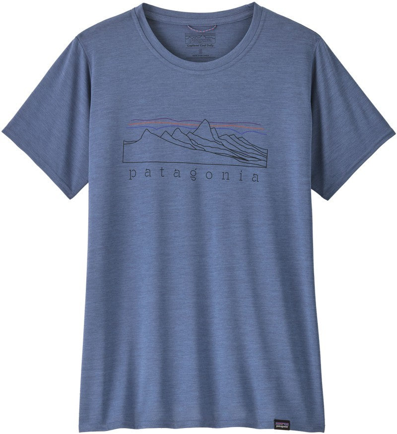 Capilene Cool Daily Graphic SS Shirt - Womens - stratapeaks / current blue x-dye 1