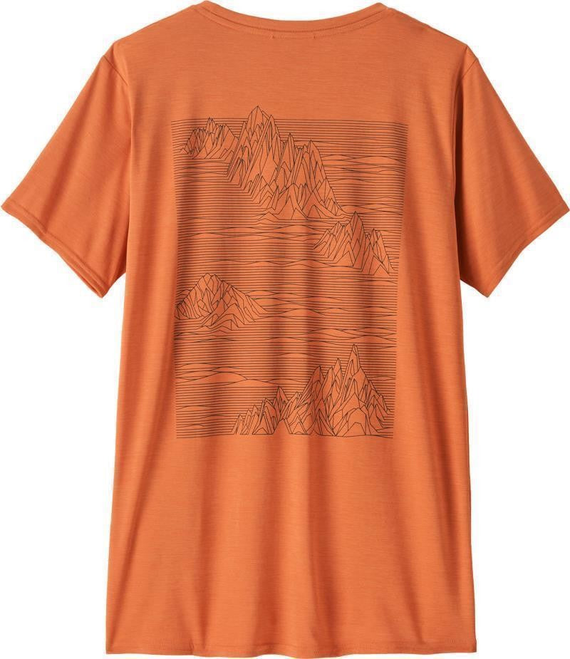 Capilene Cool Daily Graphic SS Shirt - Womens - strataspire / rock melon x-dye 1