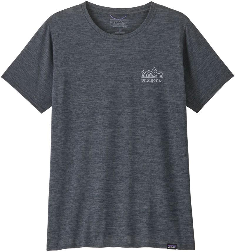 Capilene Cool Daily Graphic SS Shirt - Womens - strataspire / smolder blue x-dye 1