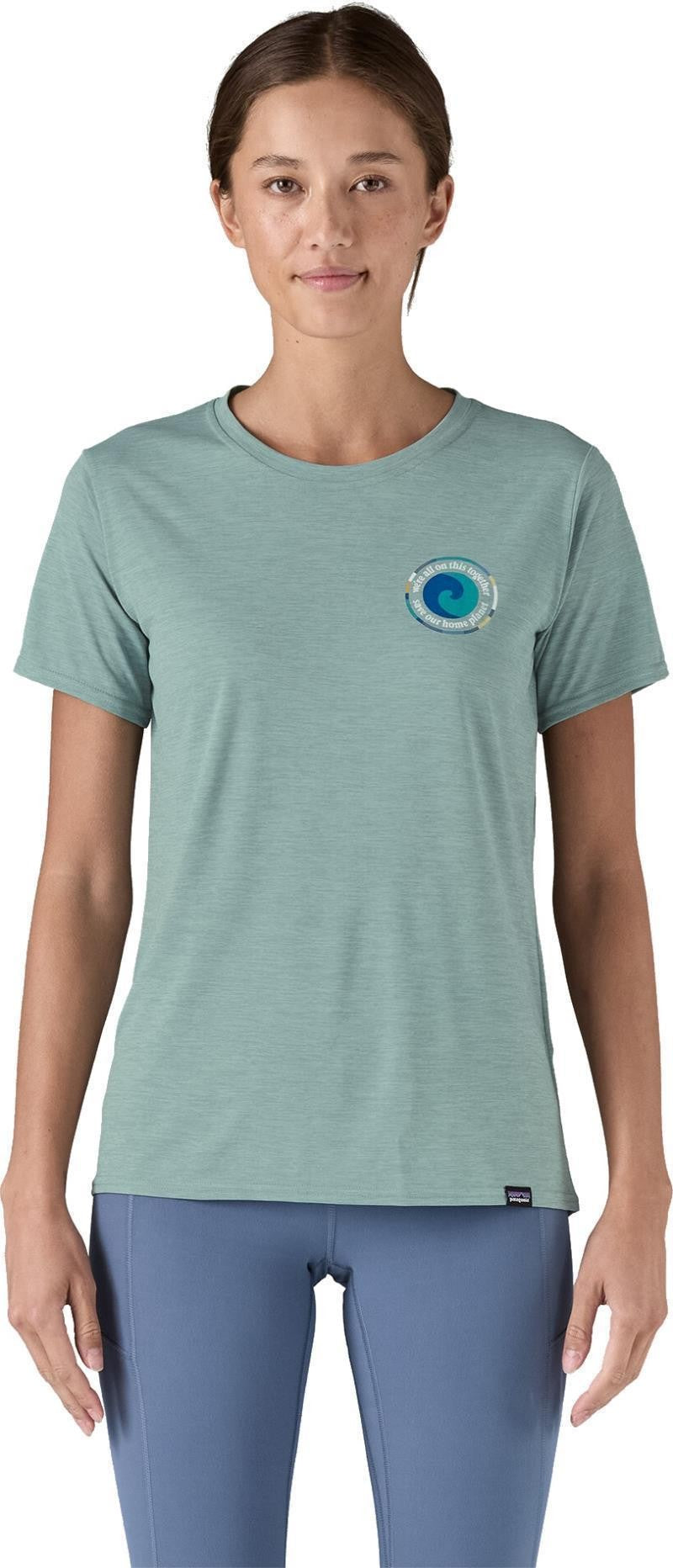 Capilene Cool Daily Graphic SS Shirt - Womens - unity fitz / thermal blue x-dye 1