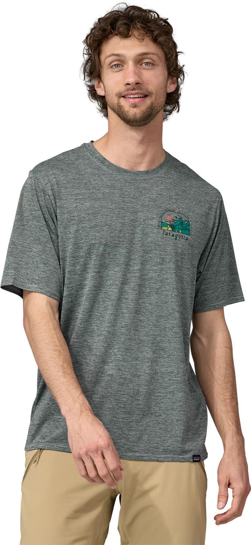 Capilene Cool Daily Graphic Shirt - Lands - Mens - lost and found / sleet green x-dye 1