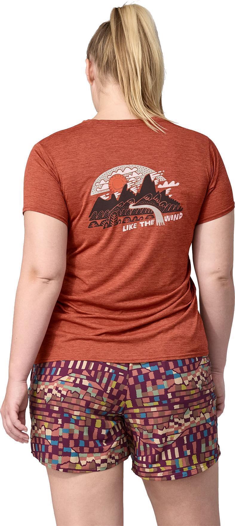 Capilene Cool Daily Graphic Shirt - Lands - Womens - Like the Wind / Burl Red X-Dye 6