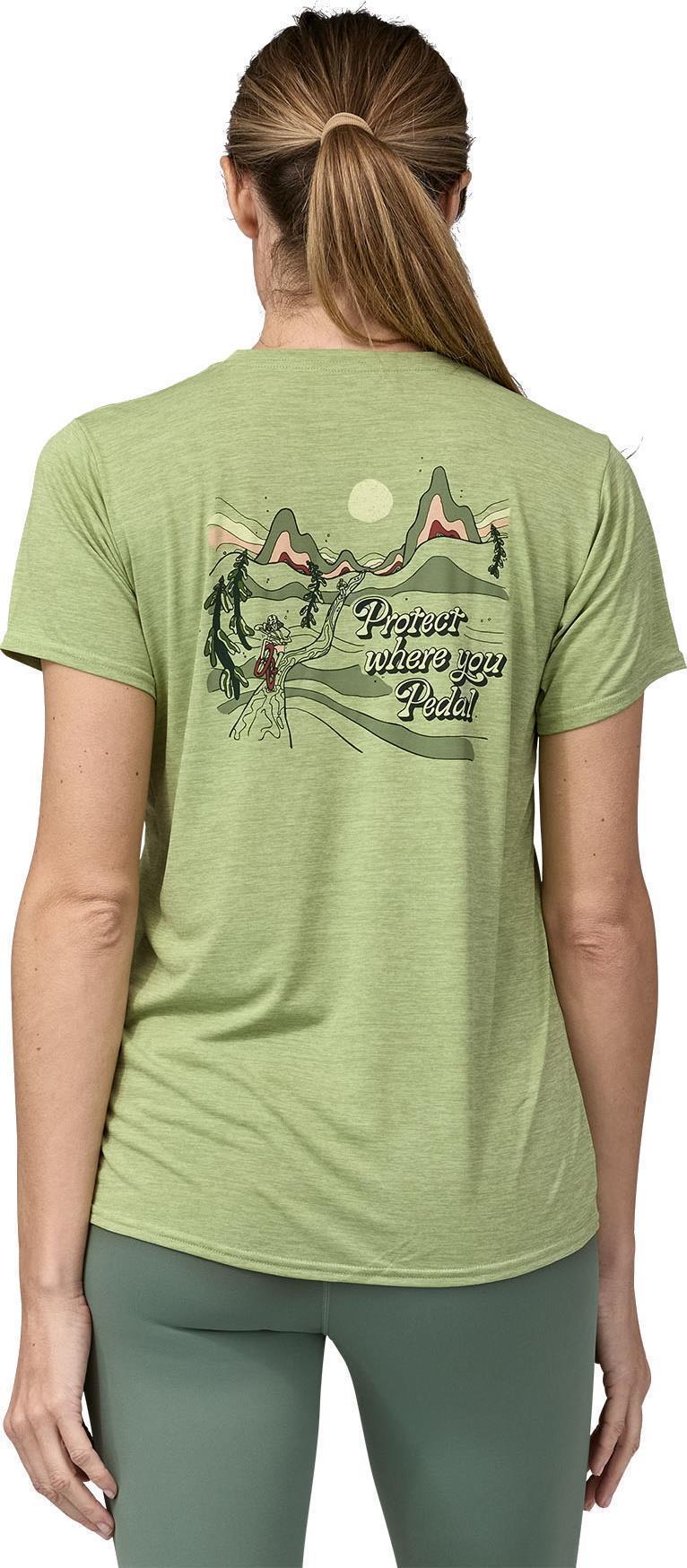 Capilene Cool Daily Graphic Shirt - Lands - Womens - Protect Pedal / Salvia Green X-Dye 5