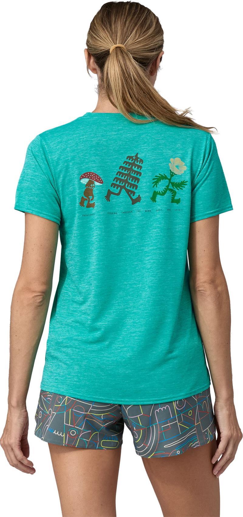 Capilene Cool Daily Graphic Shirt - Lands - Womens - Trail Trotters / Subtidal Blue X-Dye 4