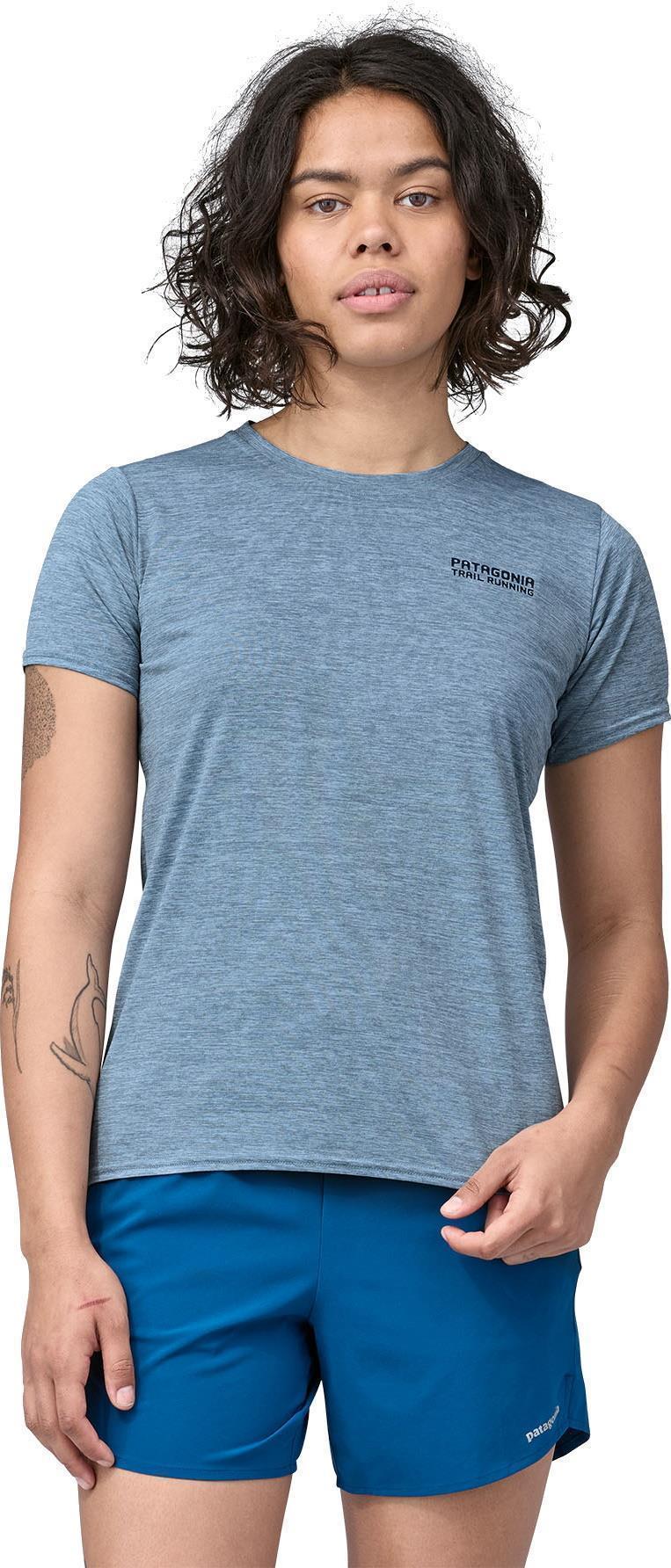 Capilene Cool Daily Graphic Shirt - Lands - Womens - Tree Trotter / Steam Blue X-Dye 4