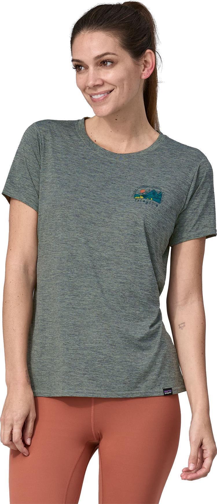 Capilene Cool Daily Graphic Shirt - Lands - Womens - lost and found / sleet green x-dye 1