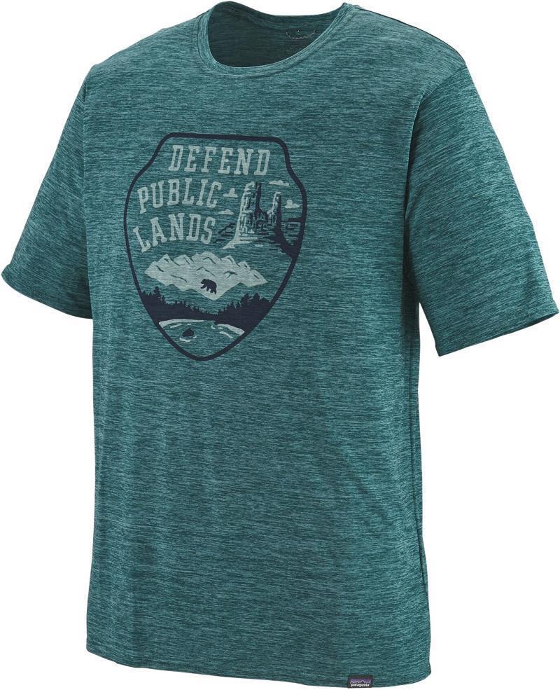 Capilene Cool Daily Graphic Shirt - Mens - Defend Public Lands / Piki Green X-Dye 1