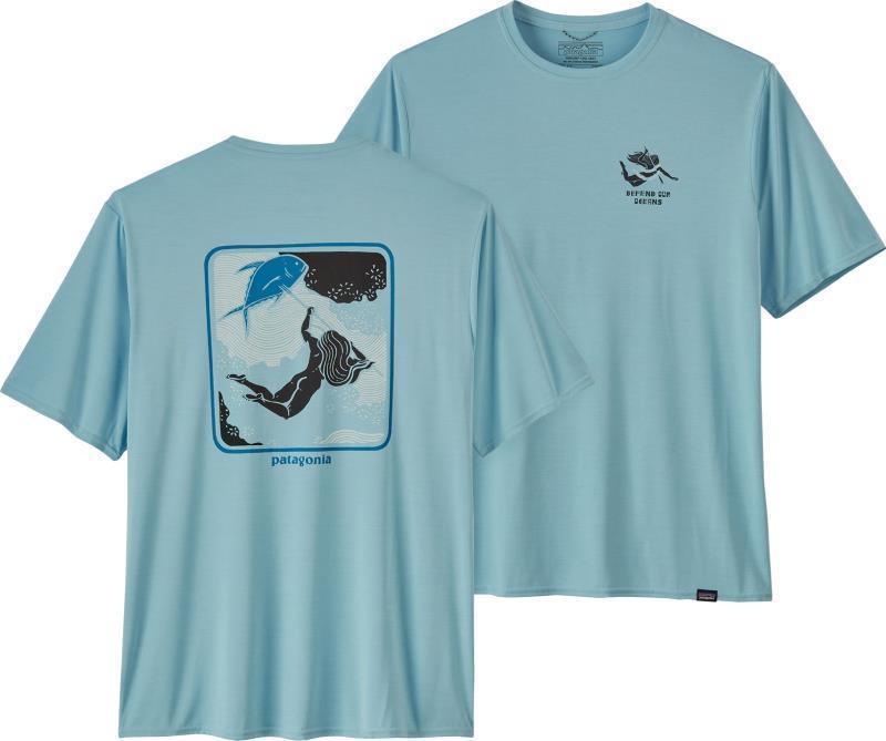 Capilene Cool Daily Graphic Shirt - Mens - defend our oceans / fin blue x-dye 1