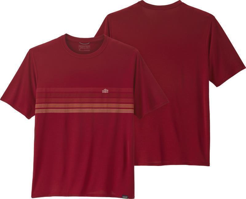 Capilene Cool Daily Graphic Shirt - Mens - line logo ridge stripe / wax red x-dye 1