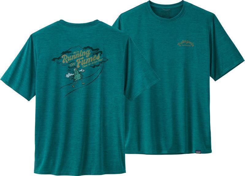 Capilene Cool Daily Graphic Shirt - Mens - running on fumes / borealis green x-dye 1