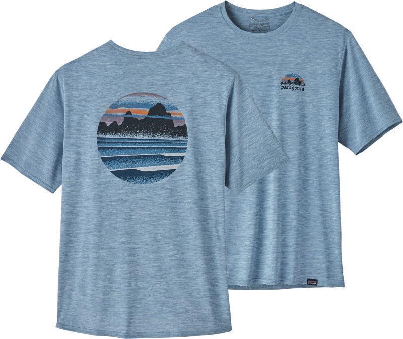 Capilene Cool Daily Graphic Shirt - Mens - skyline stencil / steam blue x-dye 1