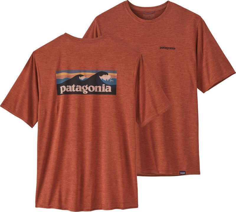 Capilene Cool Daily Graphic Shirt - Waters - Mens - boardshort logo / burl red x-dye 1
