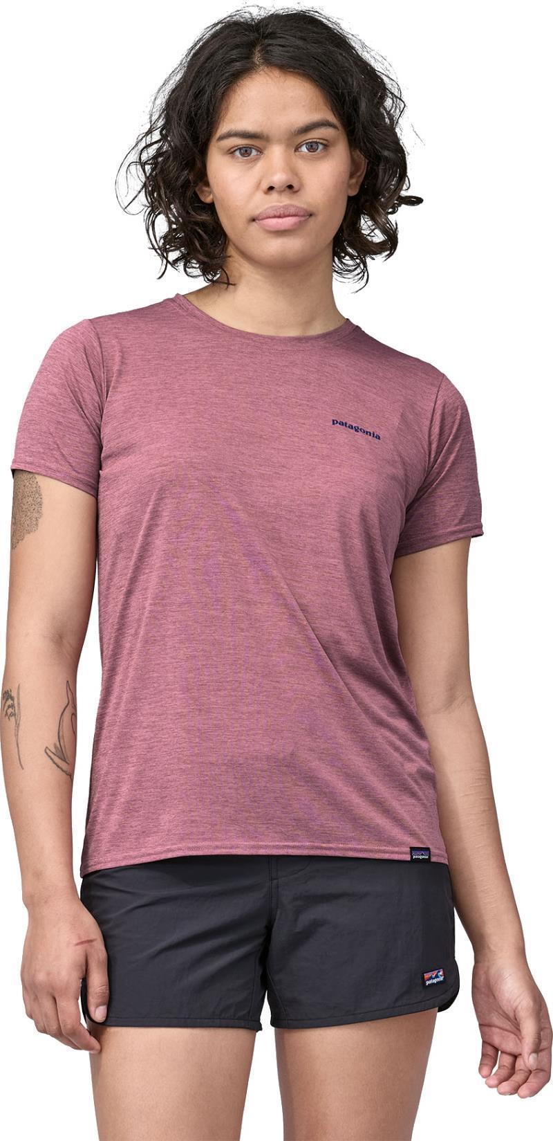 Capilene Cool Daily Graphic Shirt - Waters - Womens - Boardshort Logo / Evening Mauve X-Dye 4
